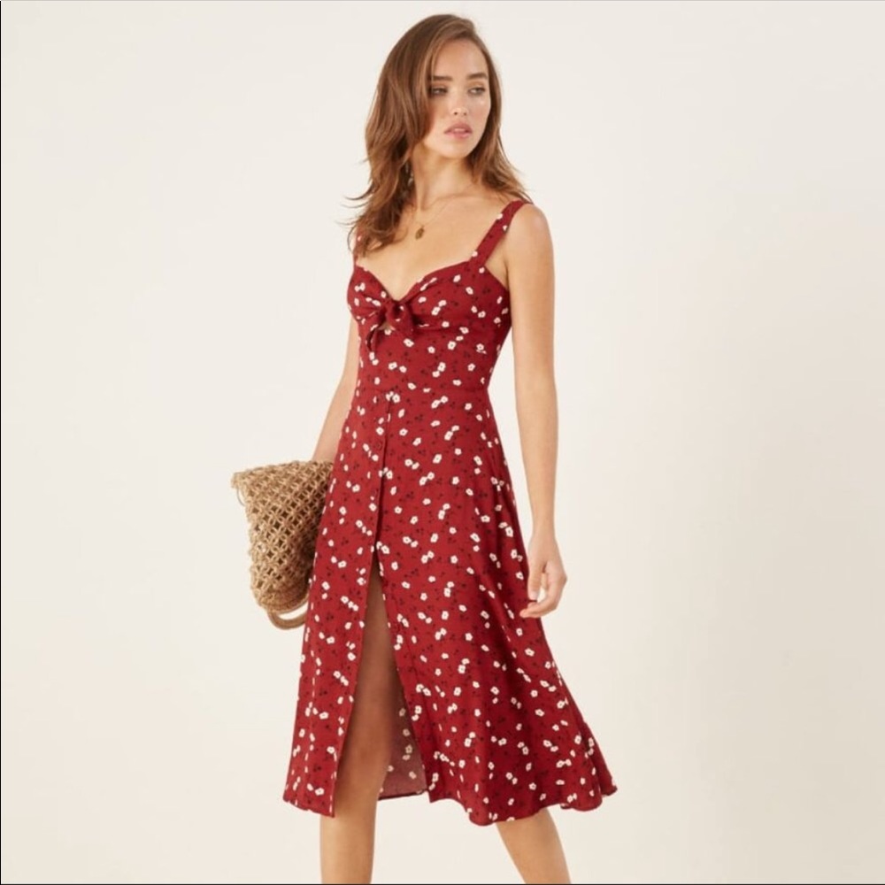 Elegant Red Floral Dress